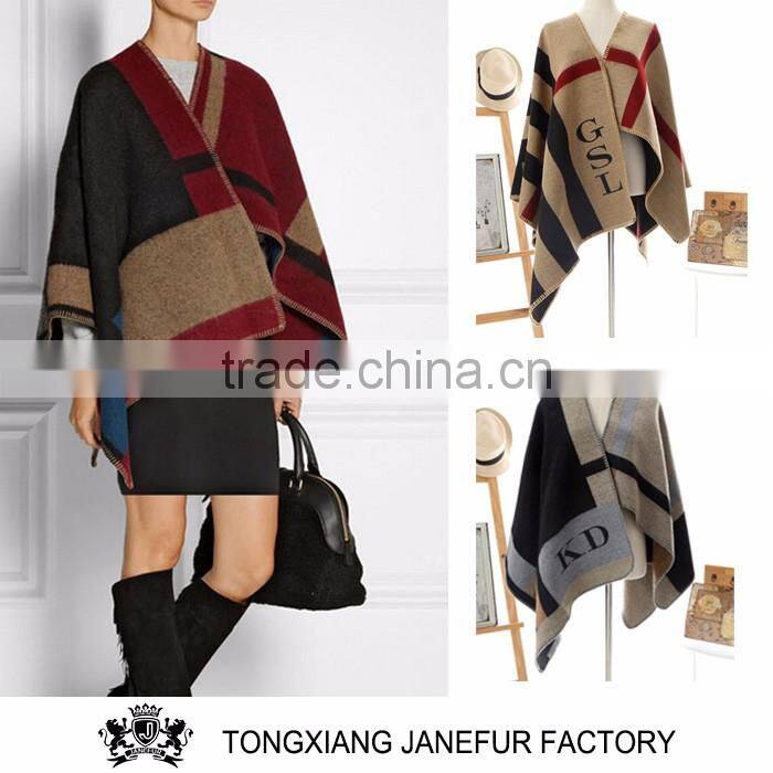 Wholesale street fashion scarf print wool poncho cashmere shawl