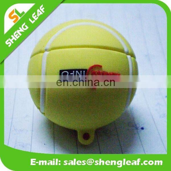 special tennis ball shape 3d custom Logo Soft pvc rubber usb flash drive