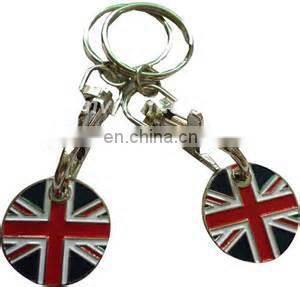 UK metal trolley coin keychain