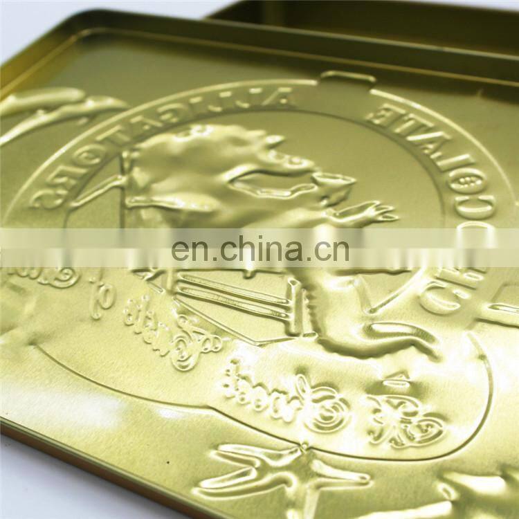 Embossed empty valentine gift chocolate tin box packaging