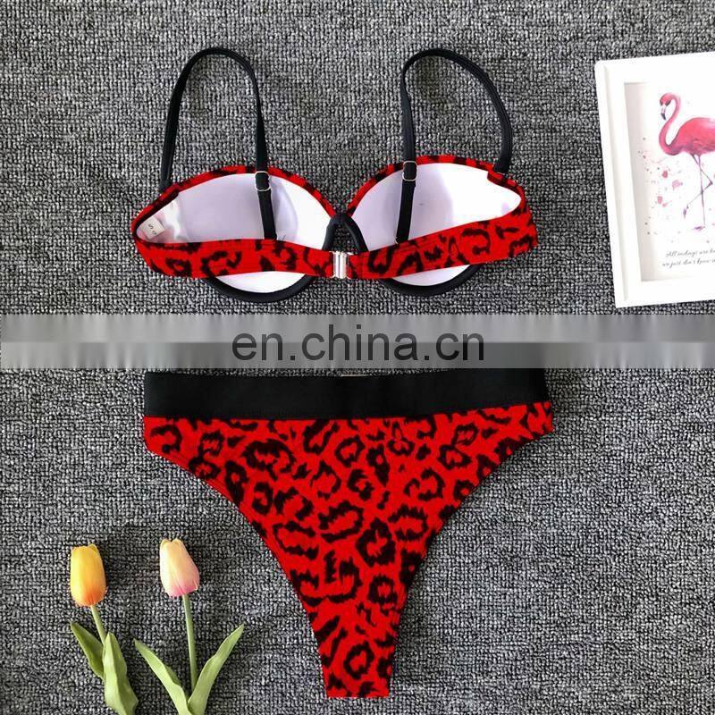 Leopard Printing Bikini Push Up Swimwear Women New Bathing Suit Women Sexy Beachwear 2019 Women's Swimsuit with Belt