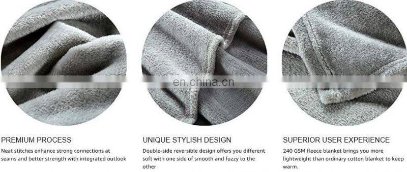Silver Grey Travel Size Super Soft Fluffy Warm Solid Bed Throws Flannel Fleece Blanket