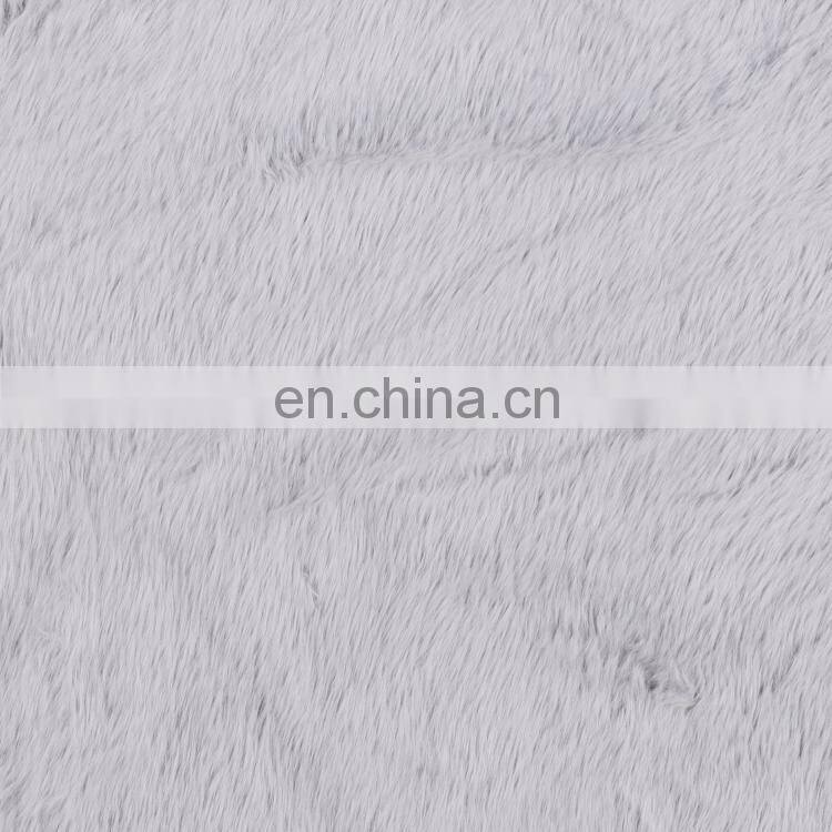 New trending 100% polyester back printed fluffy plush faux rabbit fur fabric
