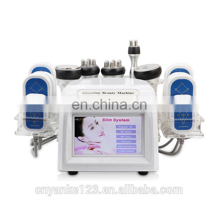 Wavelength 635-650nm 6 in 1 RF vacuum lipo laser ultrasonic cavitation body slimming machine