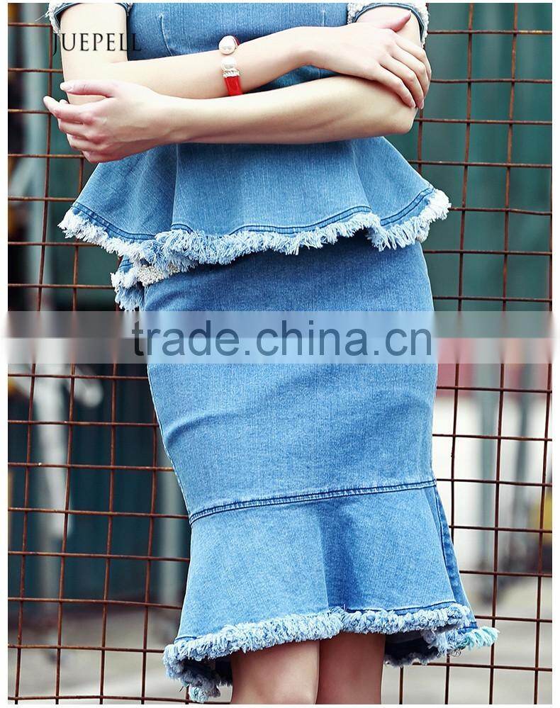 hot sell ladies latest denim skirt