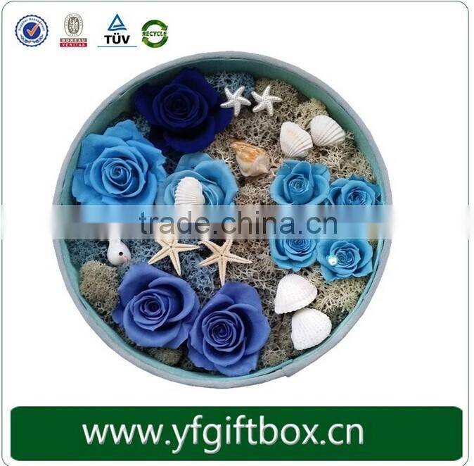 High end preserved fresh flowers paper round boxes flower