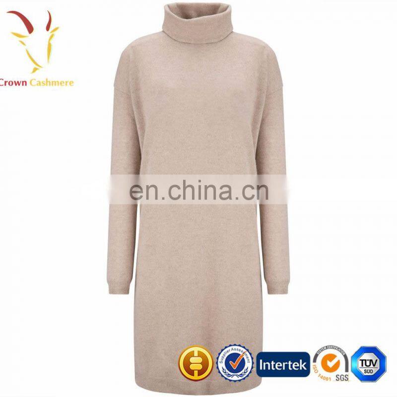 Beautiful Fashion Turtleneck Long Cashmere Sweater Dress