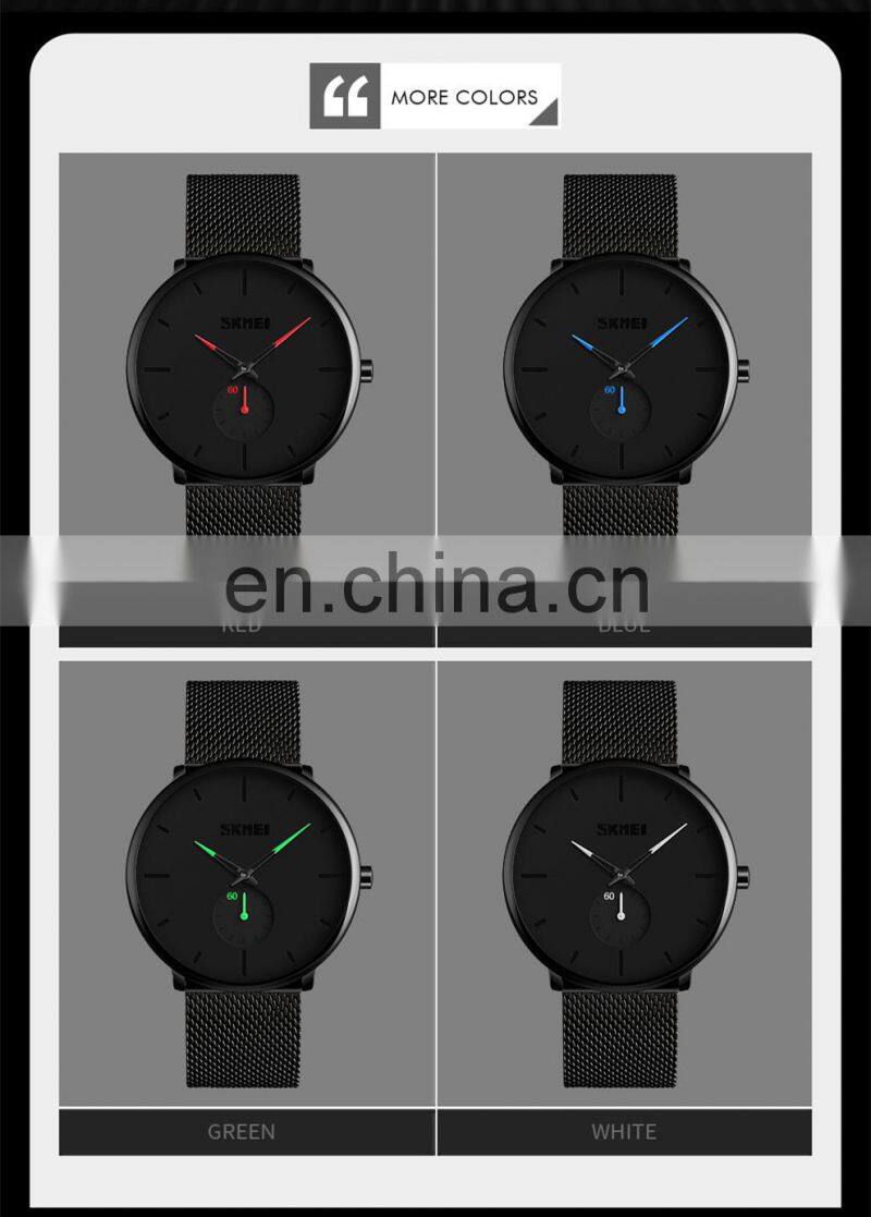 SKMEI 9185 men wristwatch 3atm water resistant stainless steel mesh band quartz watch