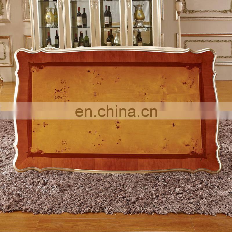 High quality european antique wooden round dinning table set 6 chairs