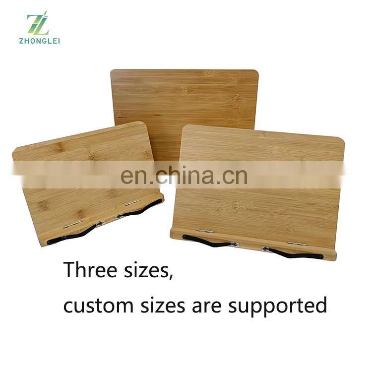 Bamboo adjustable reading rack Wooden reading shelf with folder for textbooks tablet stand computer stand