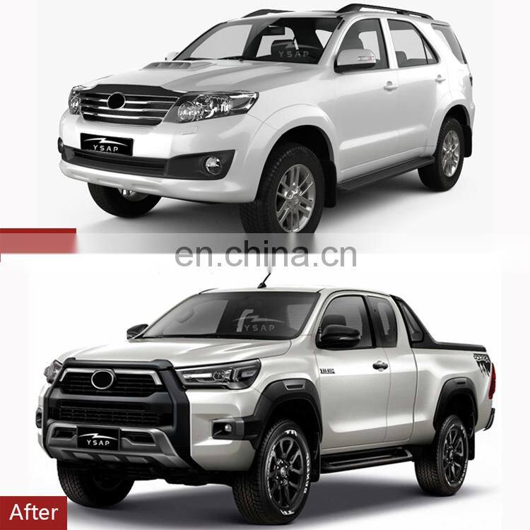 High quality upgrade body kit facelift kit for 2012-2015 Fortuner Change to 2021 Hilux Rocco kit