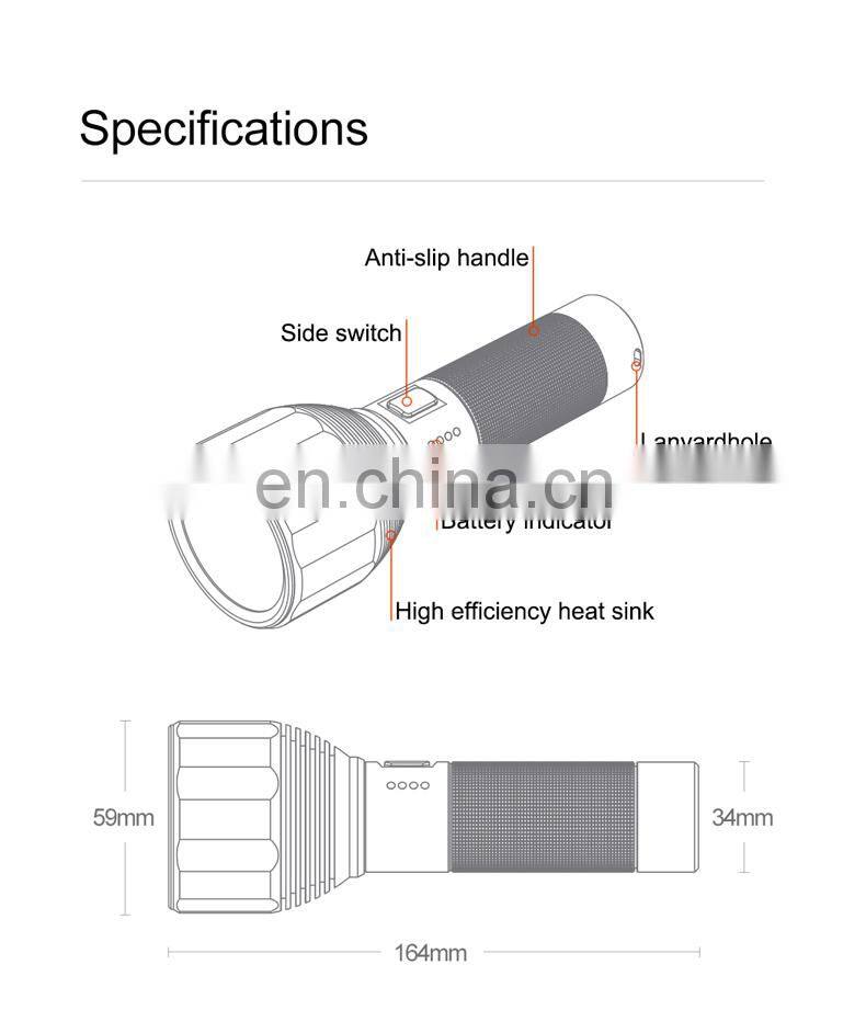 NexTool outdoor flashlight 2000lm 380m 5 Modes IPX7 Waterproof LED light Type-C Seaching Torch for Campi