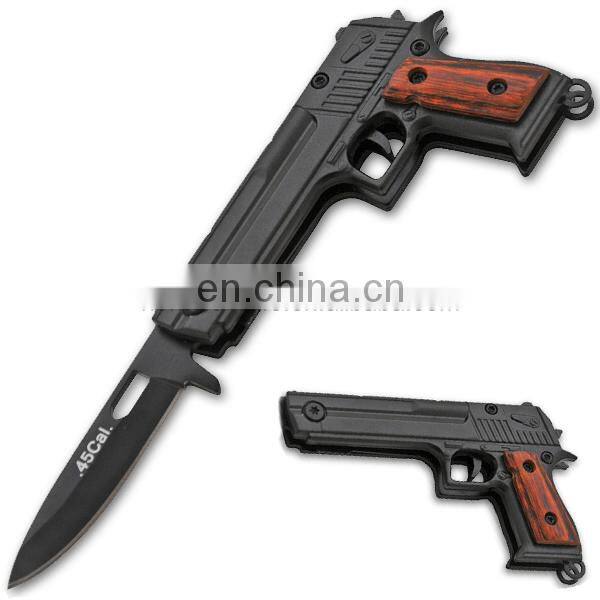 5.9 Inch Gun Shaped Aluminum Handle Mini Folding Camping Cheap Pocket knife