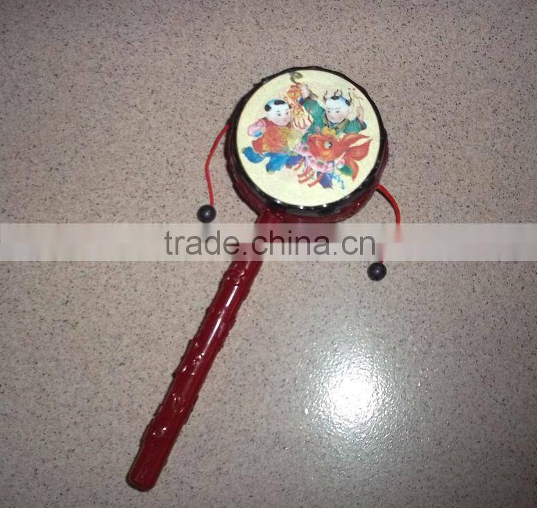 kids toy rattle drum, custom logo print hand drum, Chinese traditional tambourine