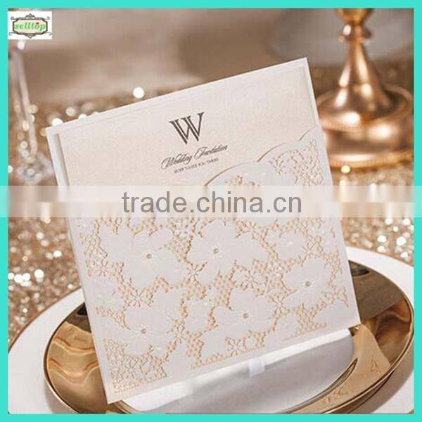 2014 high quality handmade english wedding invitation card