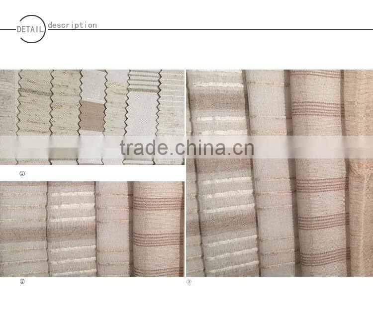 100% Polyester faxu linen stripe window curtain fabric