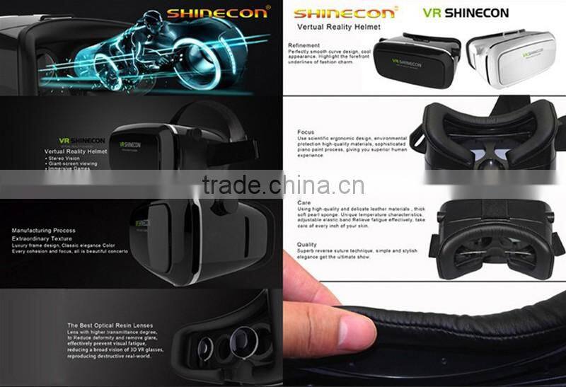 2016 Virtual Reality Glasses Head Headset VR Box 3D Glasses for 3.5 to 6.0 inch Smartphone VR Shinecon