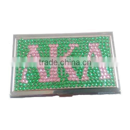 Rhinestone Business Card Holder Case Metal ZETA PHI BETA Business Card Holder Case