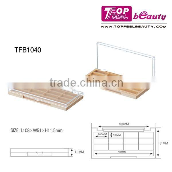 TOP QUALITY multi-color empty rectangle eyeshadow case with clear plastic lid