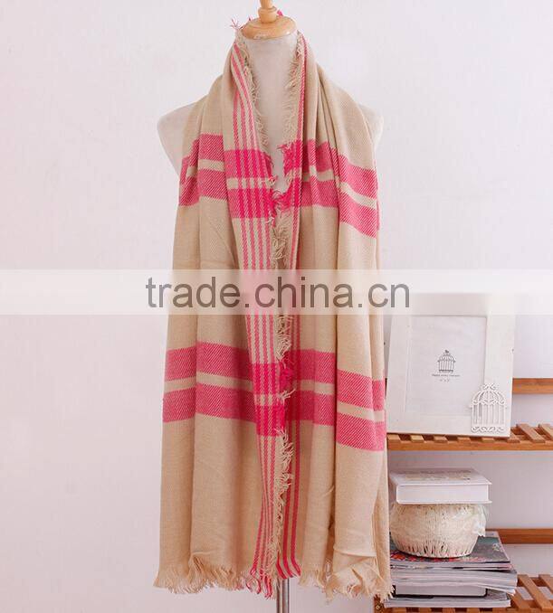 New Style Korea Fashion Woman Winter Tassel Plaid Acrylic Shawl