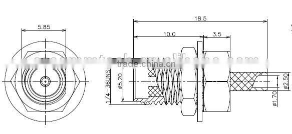 SMA Female Bulkhead Crimp Coaxial Connector for RG174 RG316 LMR100