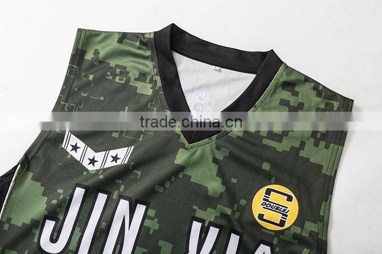 cheap price unisex submation reversible camo basketball uniform with cap