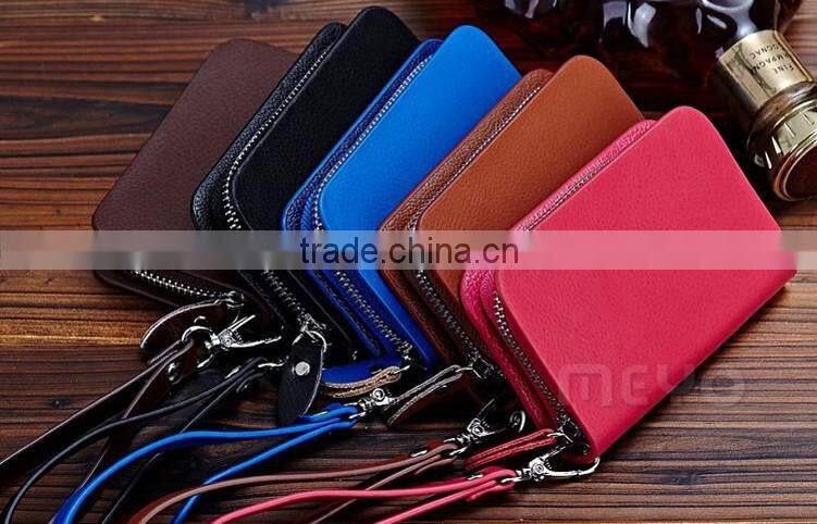 Wholesale money pocket leather key pouch for lady shopping