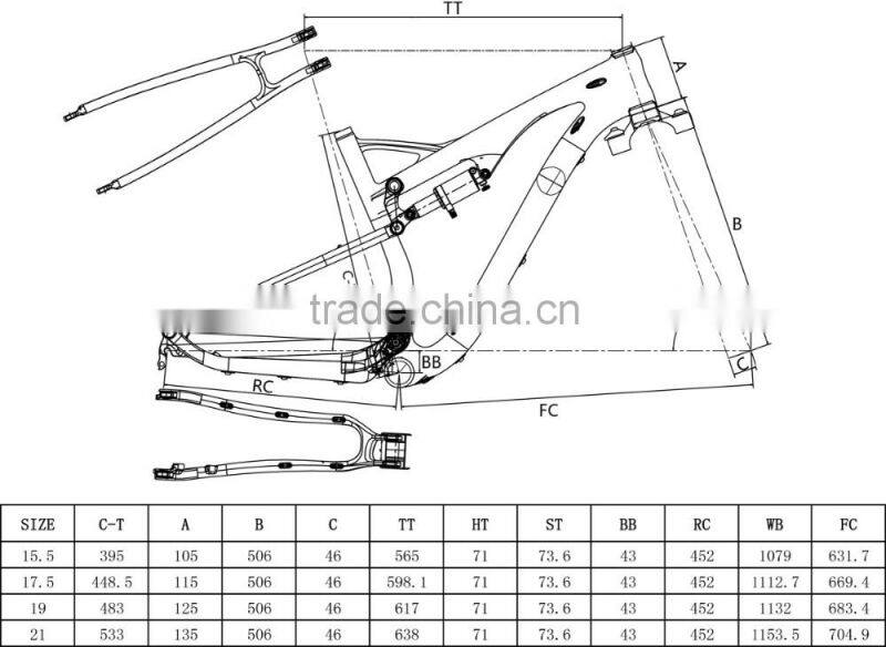 Wholesale Promotional Carbon 29 Full Suspension Mountain Bike Frame
