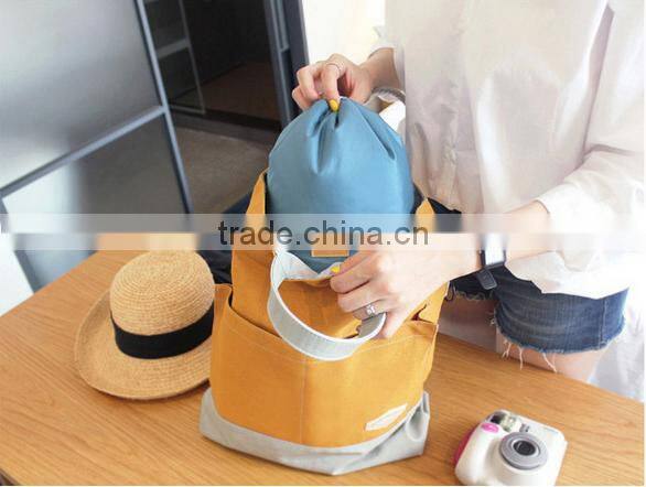 Cylindrical bundle mouth portable nylon cosmetic bag