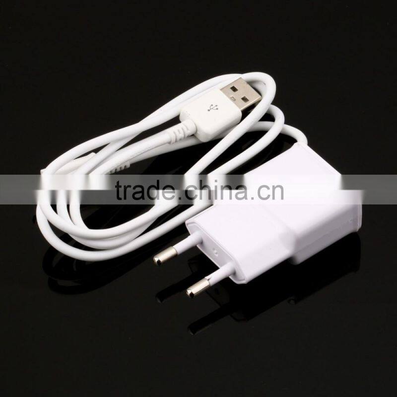 EU Plug Wall Charger + USB Data Cable for SamSung Galaxy Note2 II N7100 S4 S3 Wholesale