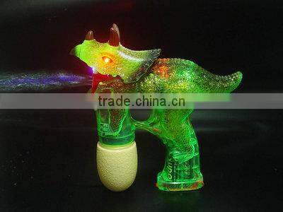 Hot Sale 3 Horn Dinosaur Bubble Gun with Music & 2 Bubble Water