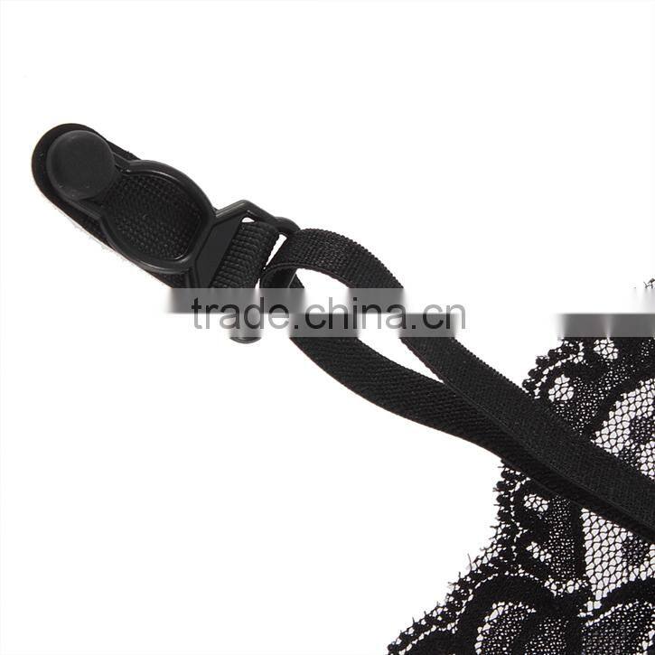 Summer Style Black Sexy Lady 1pcs 2 Layer Floral Lace Garter Belt Suspender Lingerie Skirt Stocking Free Shipping wholesale