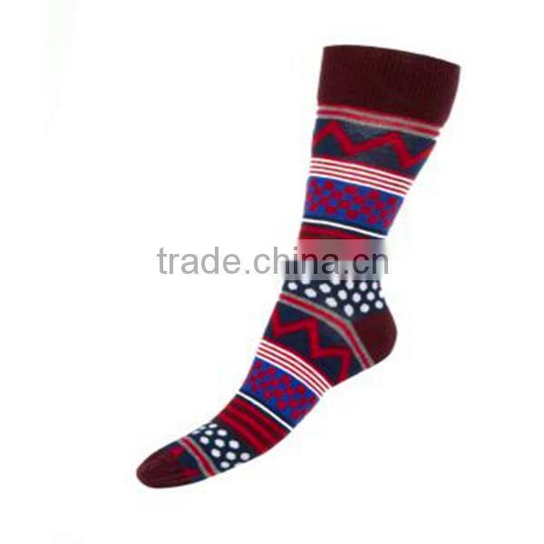 Red Zigzag man combed cotton socks
