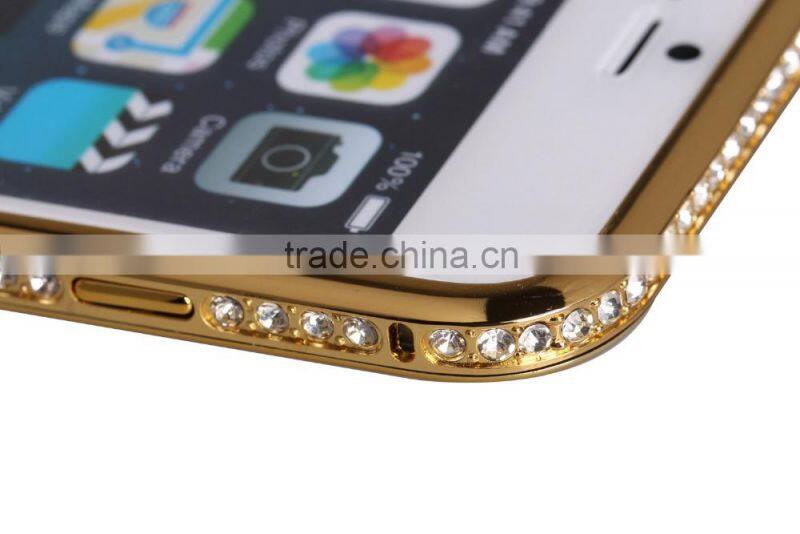 Luxury Metal Material Bumper with Bling Bling Diamond Edged Ex Frame 360 Protective Cell Phone Cases for Iphone6