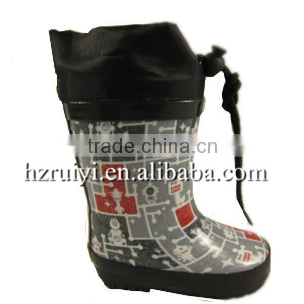 kawaii fancy kids rain boots with cartoon character,OEM rubber boots with collar,adjustable gum shoes for kids