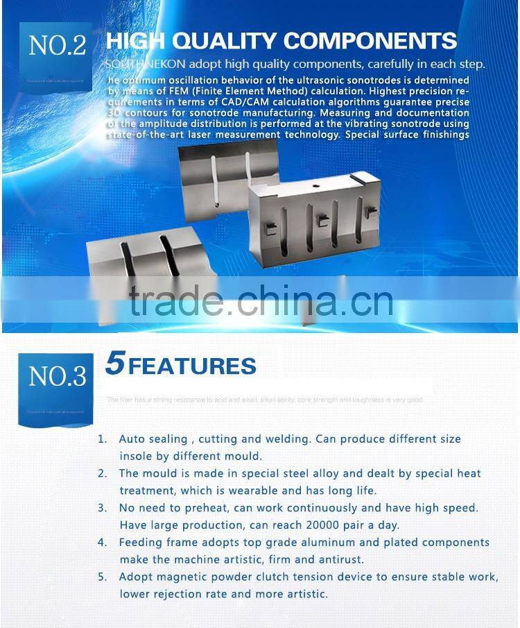 Auto insole/shoe-pad/shoepad making machine ,Ultrasonic threadless seaming technology, shape in once time,