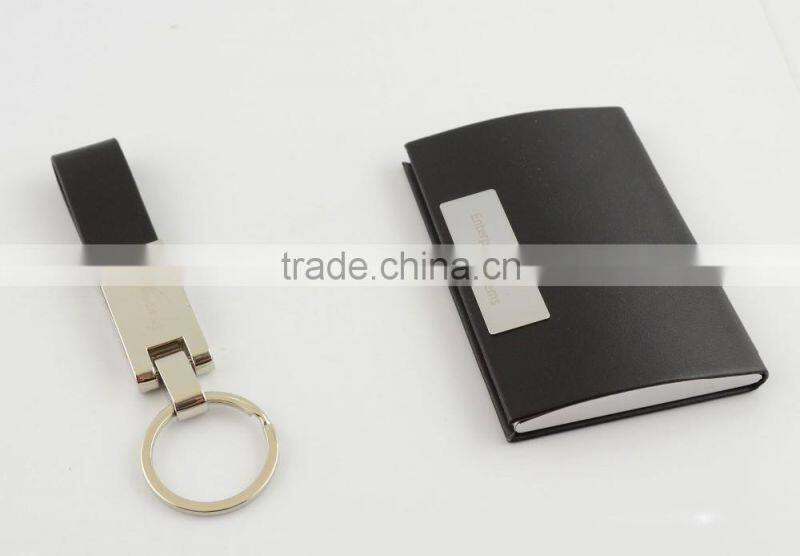 Engraved Set of Business Card Holder and Key Chain - Customized Personalised Gifts Idea