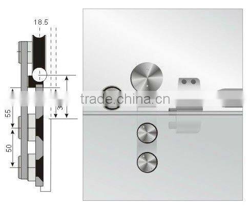double roller sliding door glass connection fittings