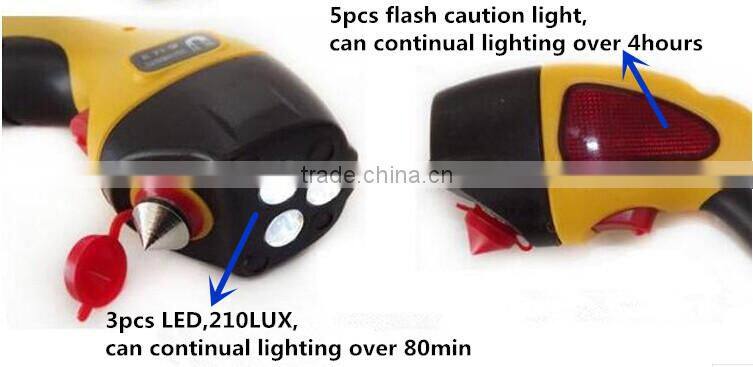 Multi-function lighting emergency hammer