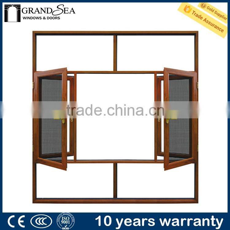 Latest design aluminum casement window with flynet