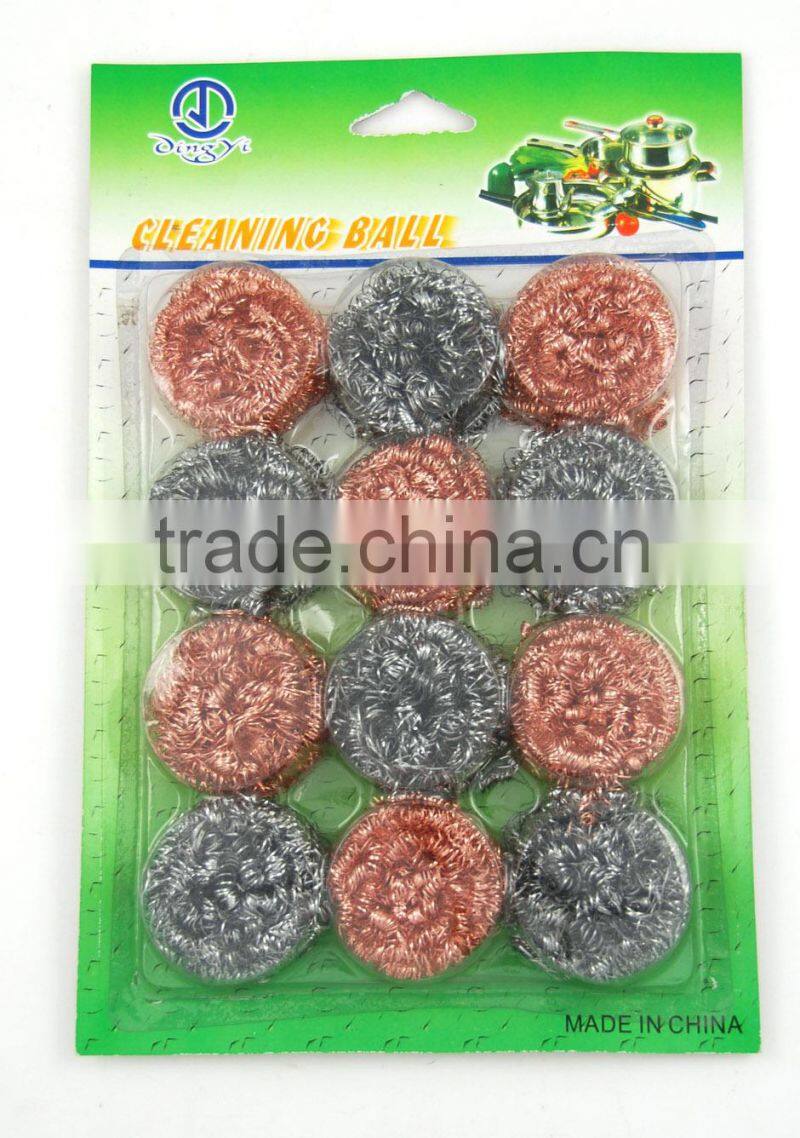 12pcstainless steel wire scourer with copper scourer set