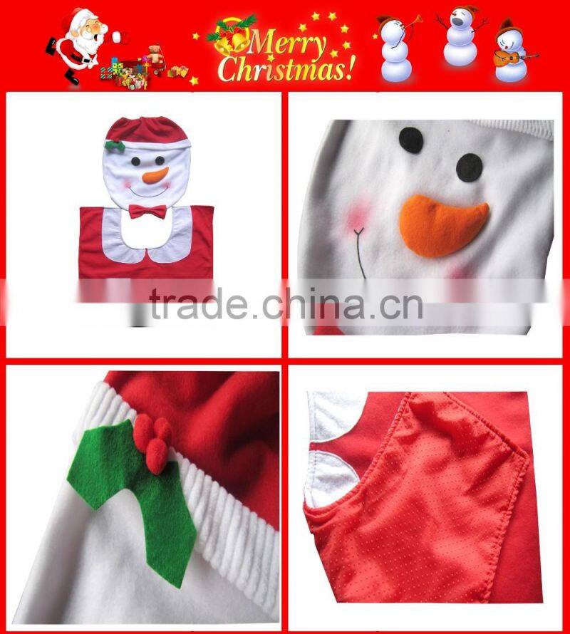Hot selling christmas snowman toilet seat cover and rug 2pcs set
