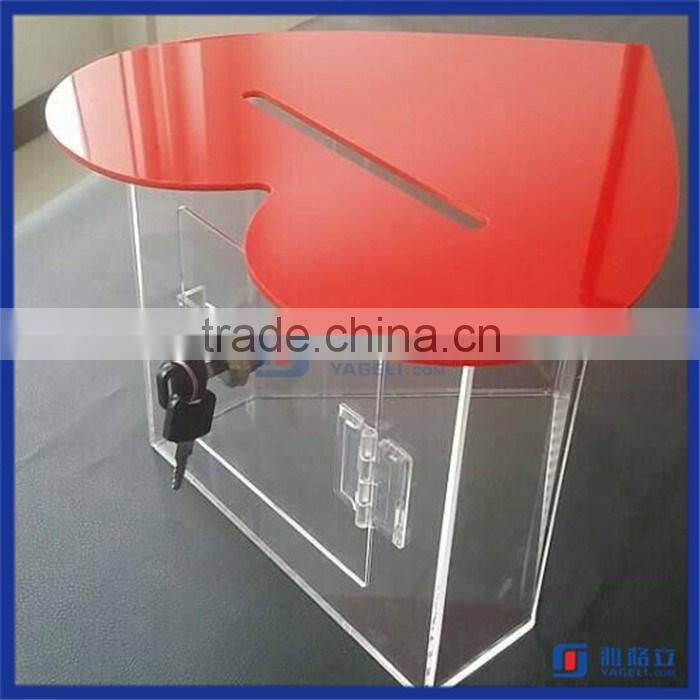 2016 Hot Sale!! Charity Donation Box with Lock / Wholesale Acrylic Donation Box