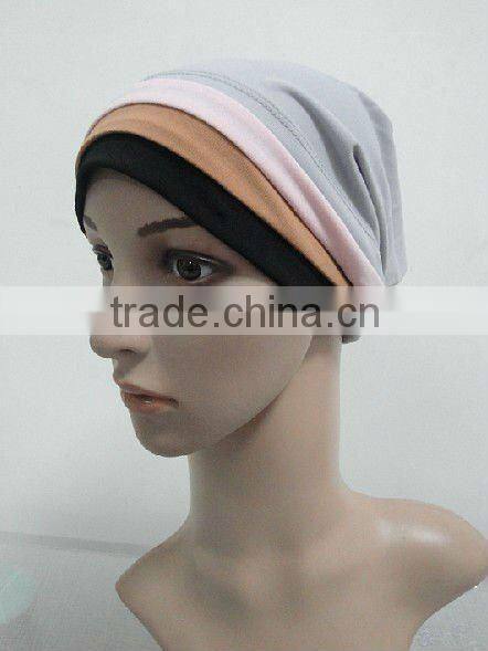C004 new muslim underscarf with 3 lines,cotton underscarf and hats