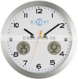 14 inch metal wall clock, luminous clock, round clock with weather station