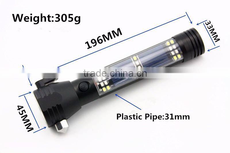 Gift Box-2016 NewTen functions in One Flashlight,Solar LED Torch With Hammer Campus USB Android Output Car Essential Emmergency