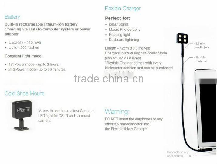 Iblazr flash light led selfie stick in night led flash light