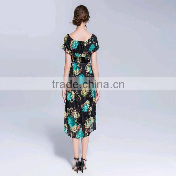 Silk New 2016 Autumn summer Women Dress short Sleeve Casual Dresses