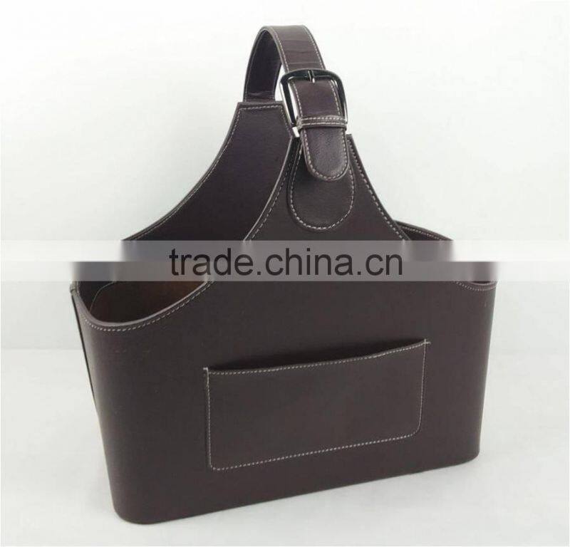 PORTABLE BASKET, PICNIC CADDY, LEATHER PORTABLE BAKSET