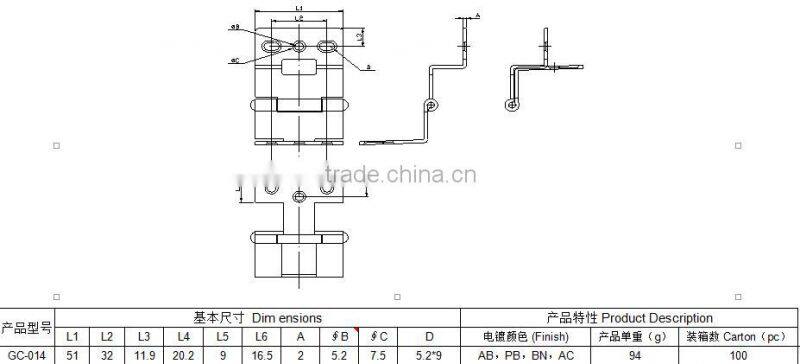 270 Degree 3/4" x 3/4" Three Section Heavy Duty Furniture Door Hinge